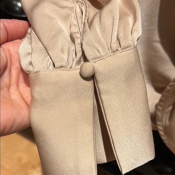 Elegant Satin V-Neck Blouse in Champagne - Picture 2 of 3